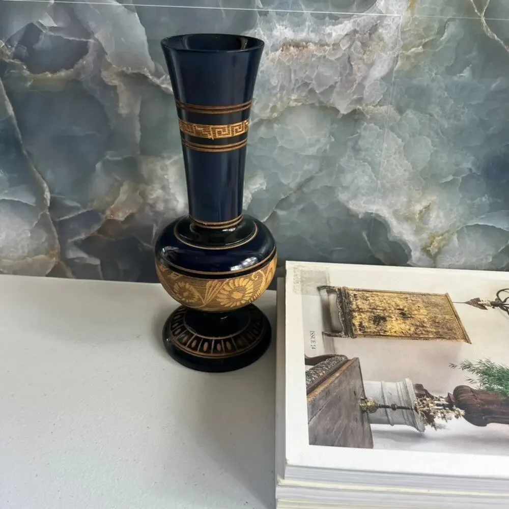 Hand Carved Wood Vase 8.5